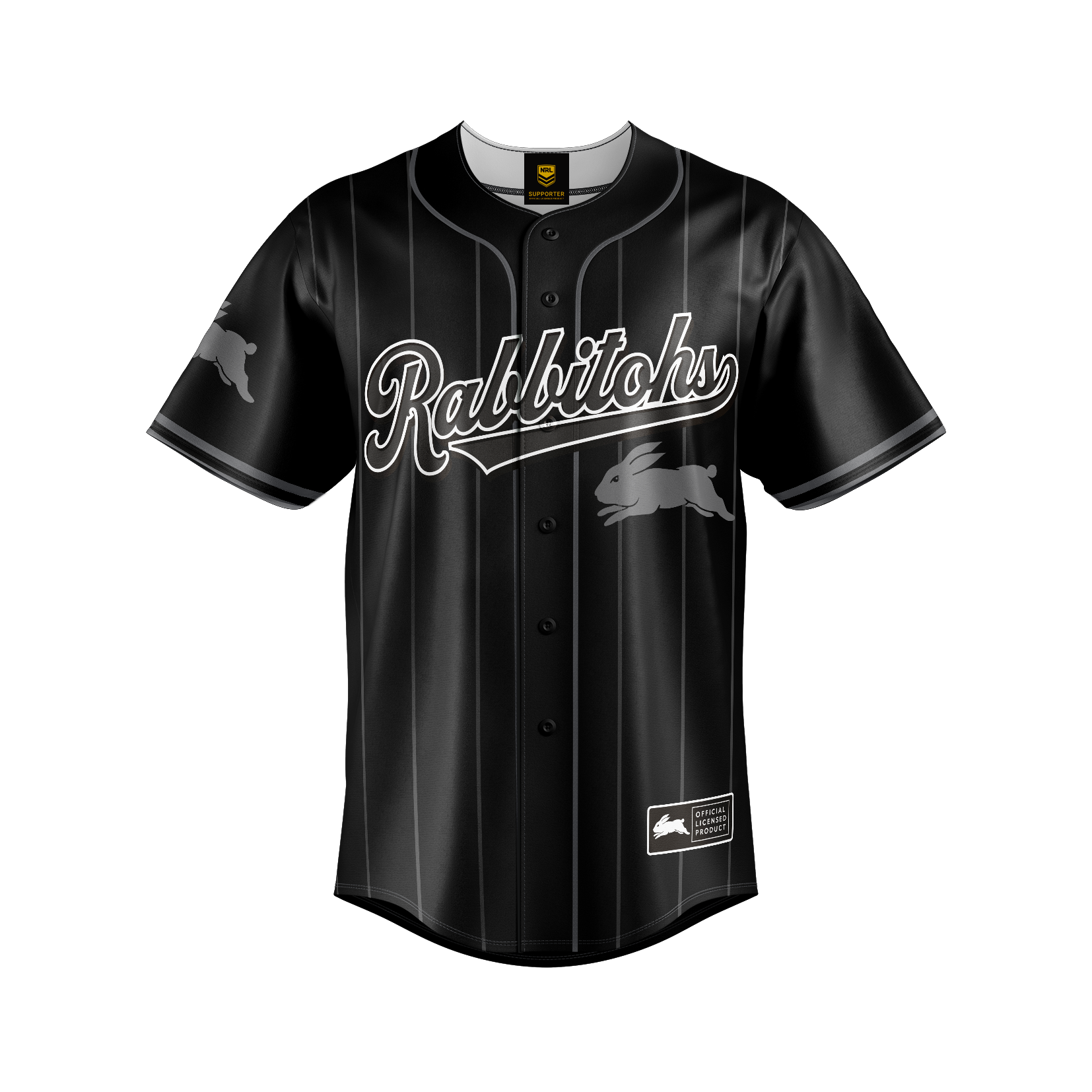 South Sydney Rabbitohs Adult Blackout Baseball Shirt - View 1