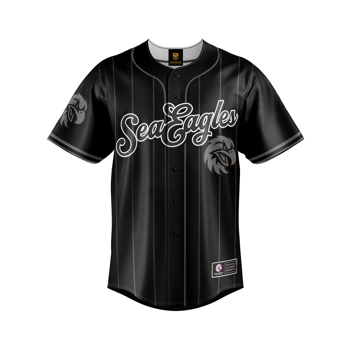 Manly Warringah Sea Eagles Adult Blackout Baseball Shirt