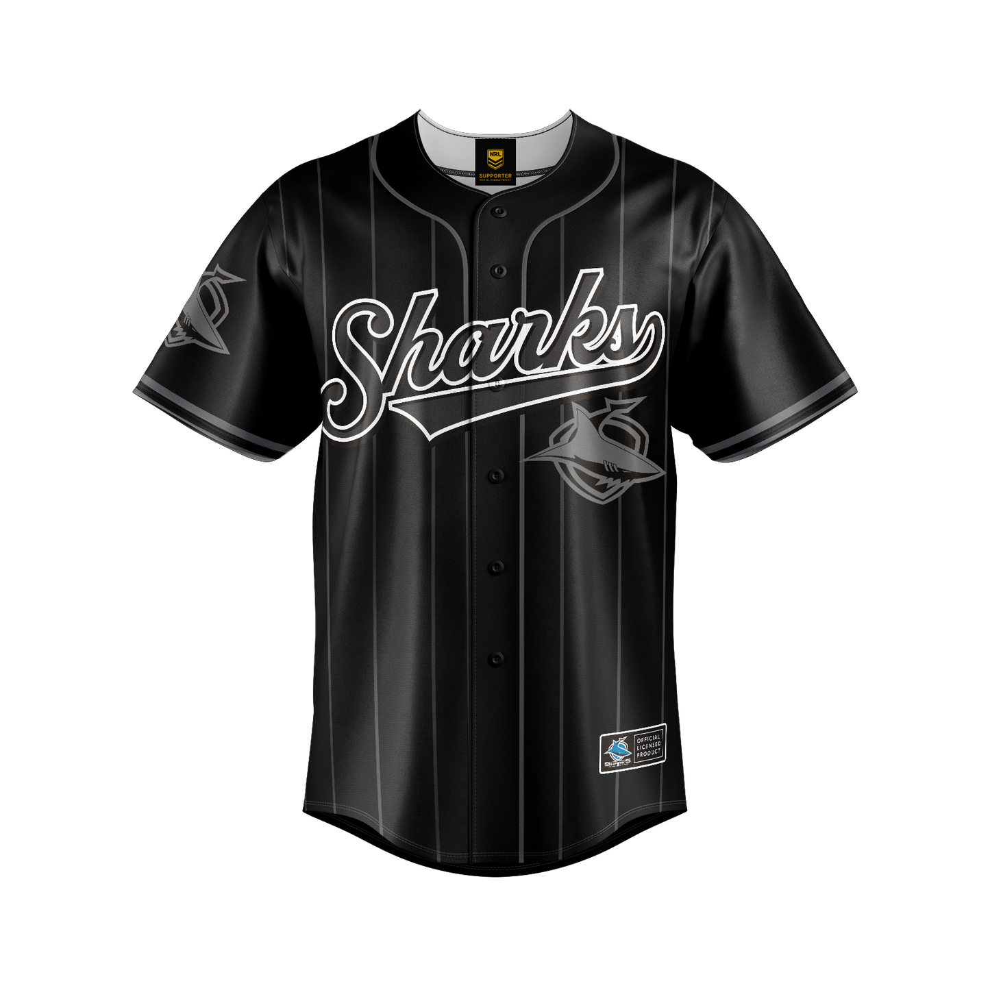 Cronulla-Sutherland Sharks Adult Blackout Baseball Shirt