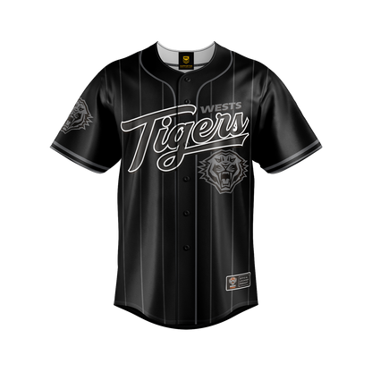 Wests Tigers Adult Blackout Baseball Shirt - View 1