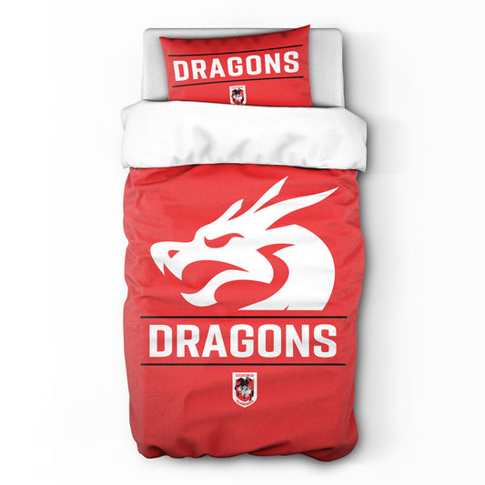 St George Illawarra Dragons Quilt Cover Set Single - View 1