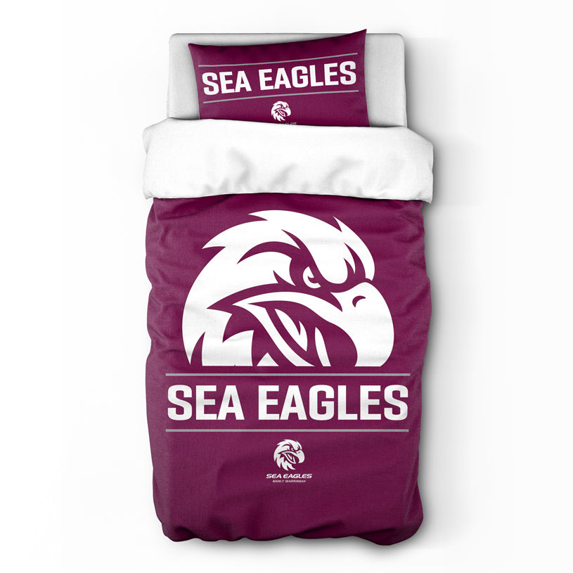 Manly Warringah Sea Eagles Quilt Cover Set Single - View 1