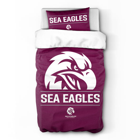 Manly Warringah Sea Eagles Quilt Cover Set Single - View 1