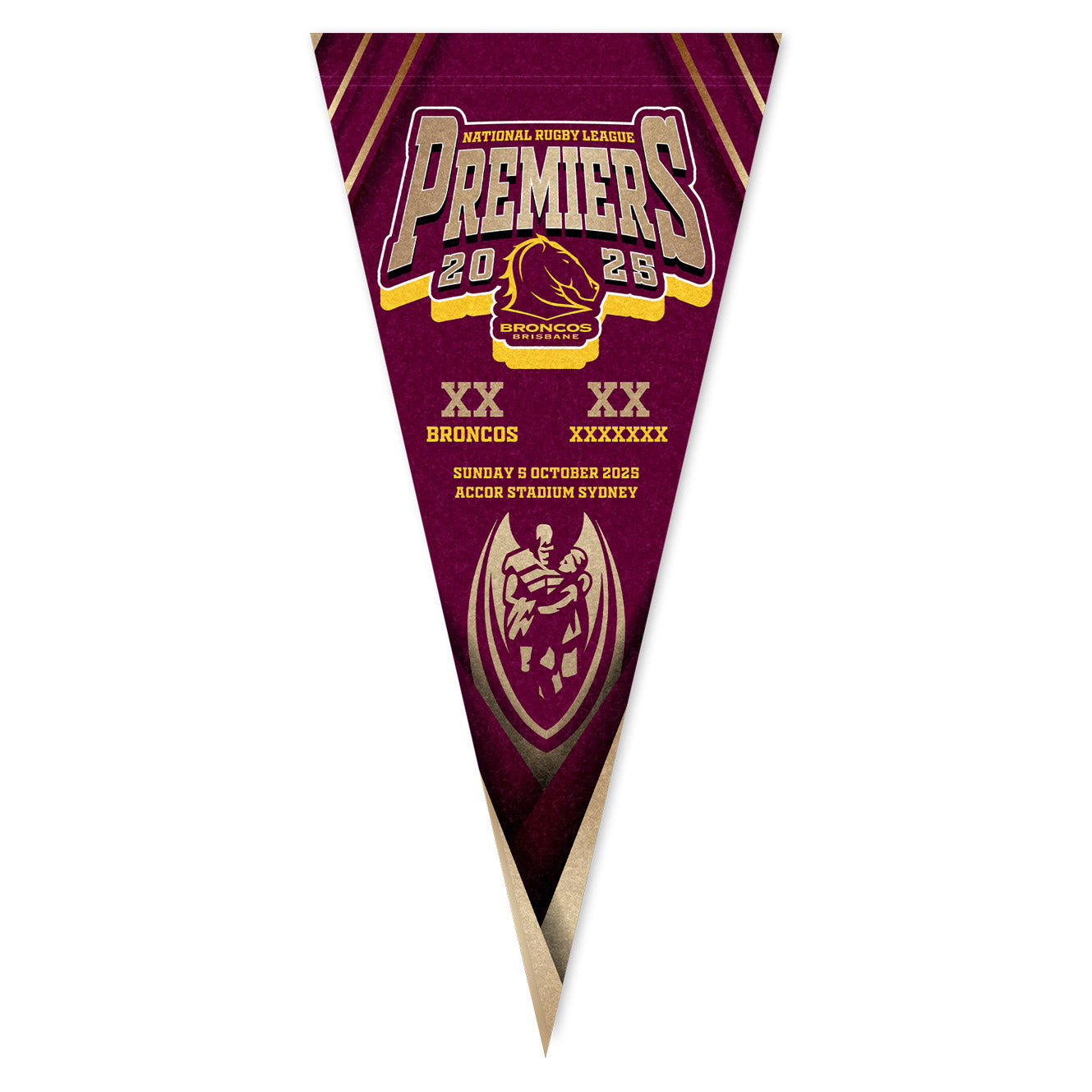Brisbane Broncos Premiers 2025 Pennant Score Flag