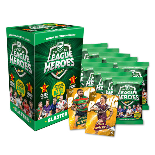 NRL 2026 League Heroes Blaster 10 Packs With Exclusives - Pre-Order - View 1