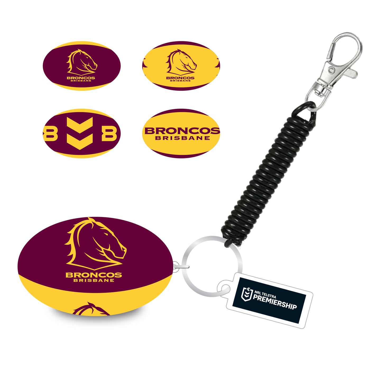 Brisbane Broncos Bungee Ball Keyring