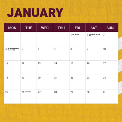 Brisbane Broncos 2027 Calendar - View 2