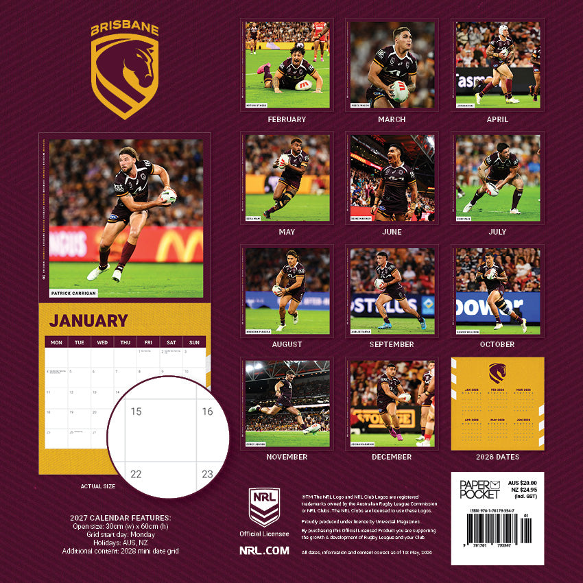 Brisbane Broncos 2027 Calendar - View 3
