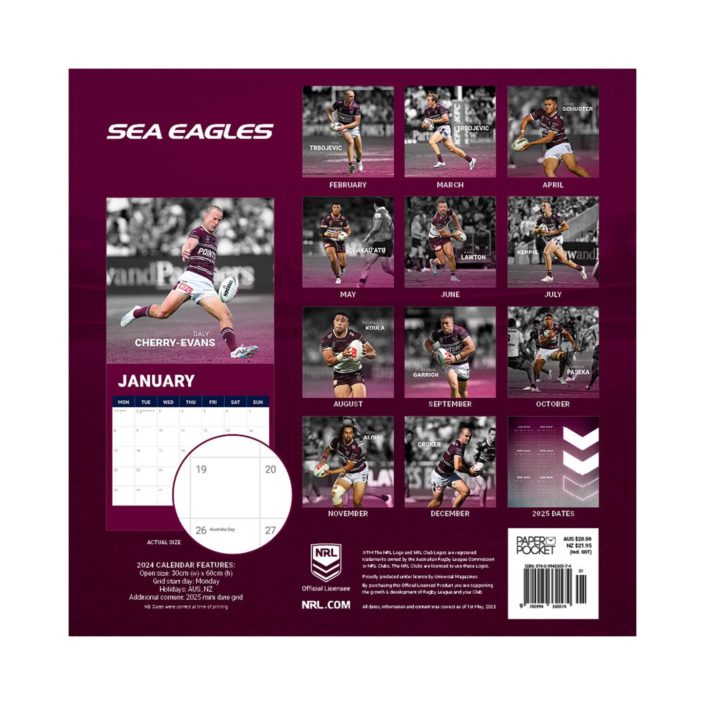 Manly-Warringah Sea Eagles 2024 Calendar