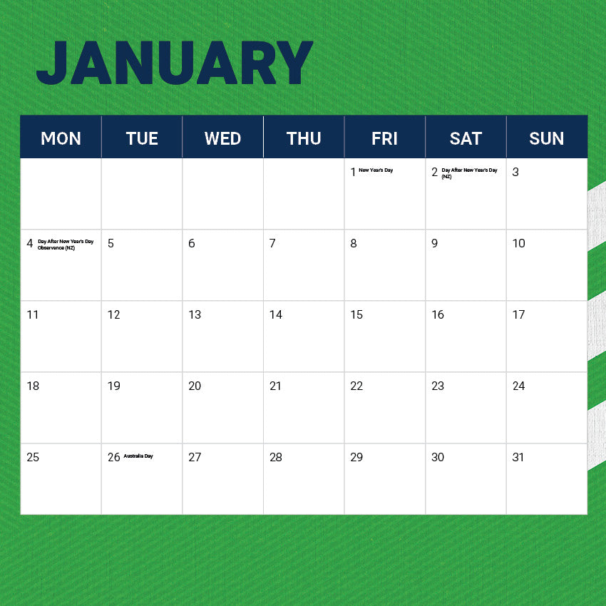 Canberra Raiders 2027 Calendar - View 2