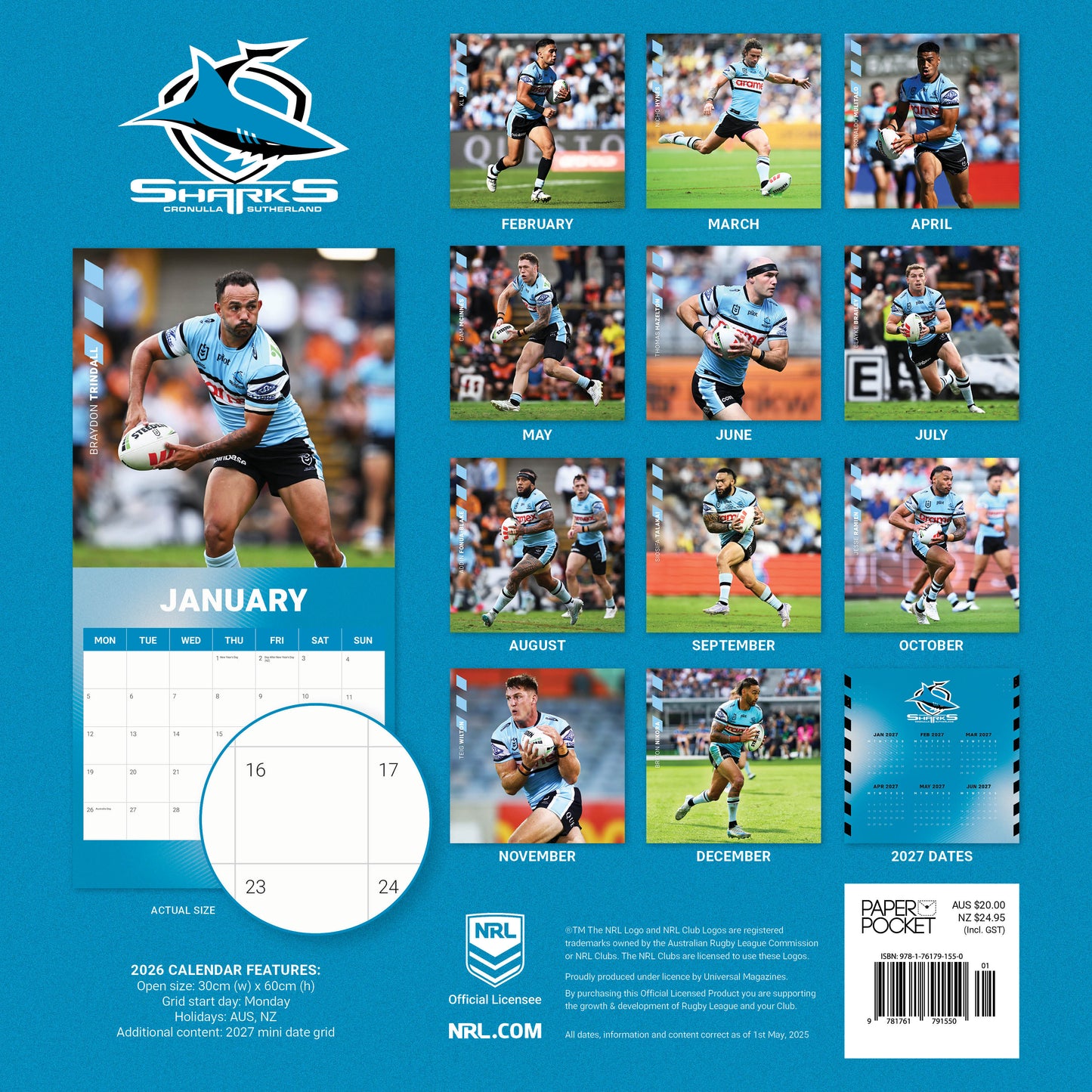 Cronulla-Sutherland Sharks 2026 Calendar