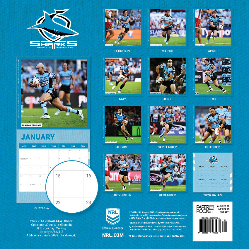 Cronulla-Sutherland Sharks 2027 Calendar - View 3