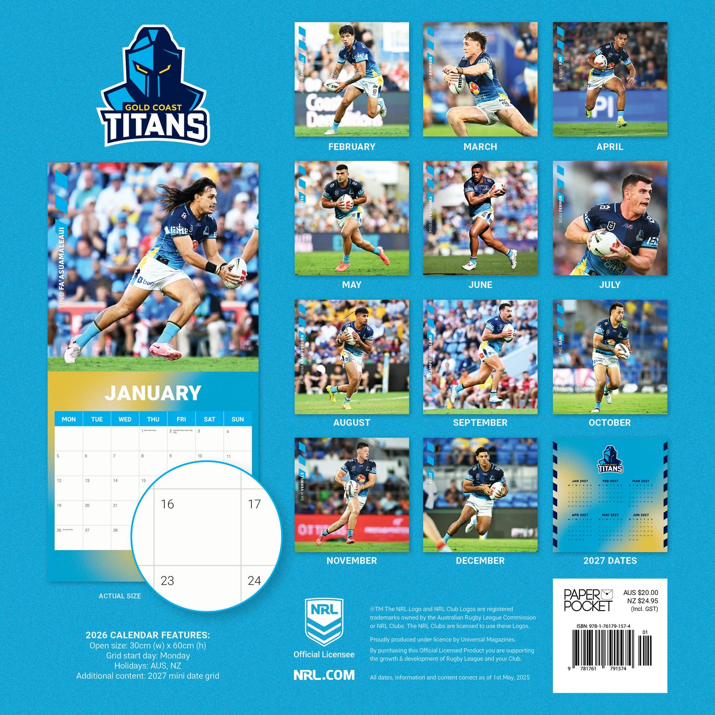 Gold Coast Titans 2026 Calendar