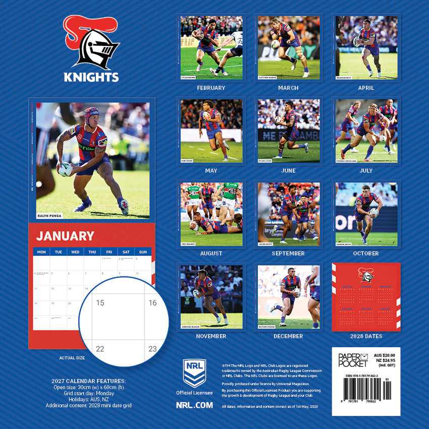 Newcastle Knights 2027 Calendar - View 3