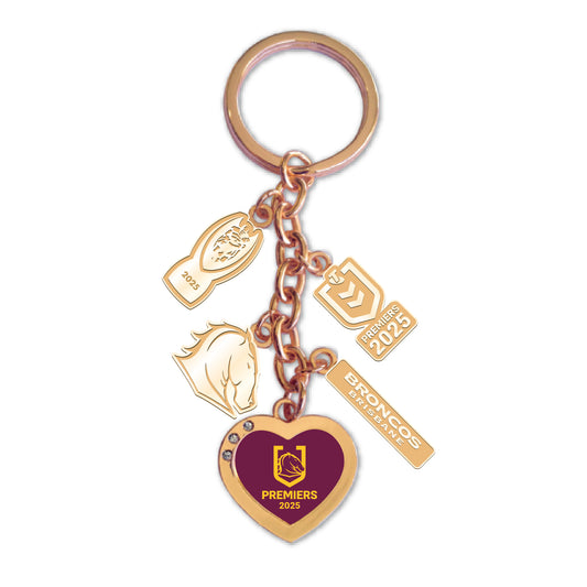 Brisbane Broncos 2025 Premiers Charm Keyring - View 1