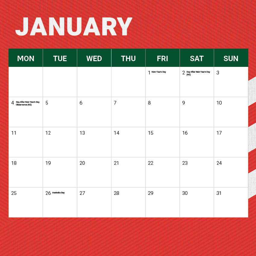 South Sydney Rabbitohs 2027 Calendar