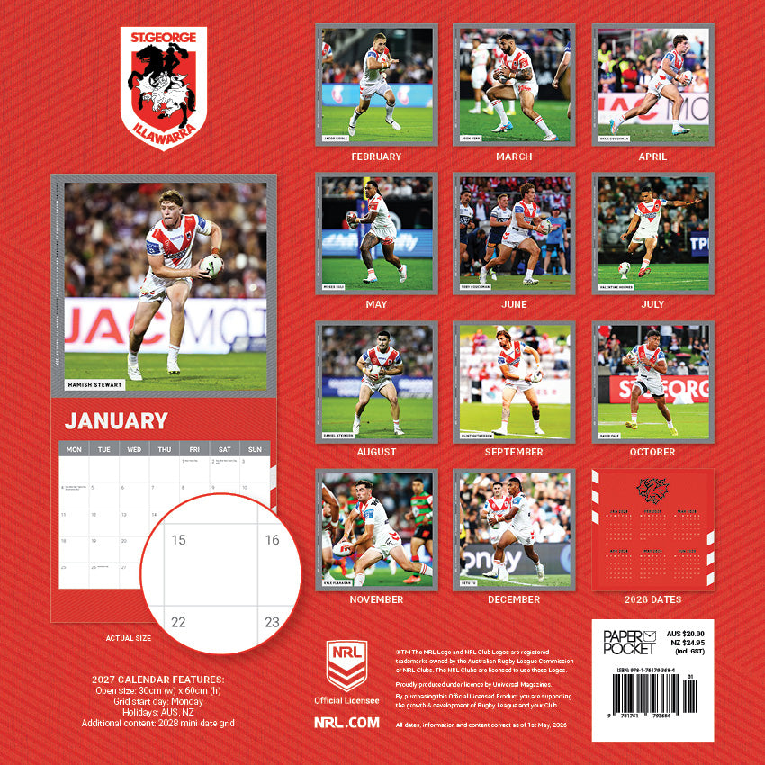 St George Illawarra Dragons 2027 Calendar