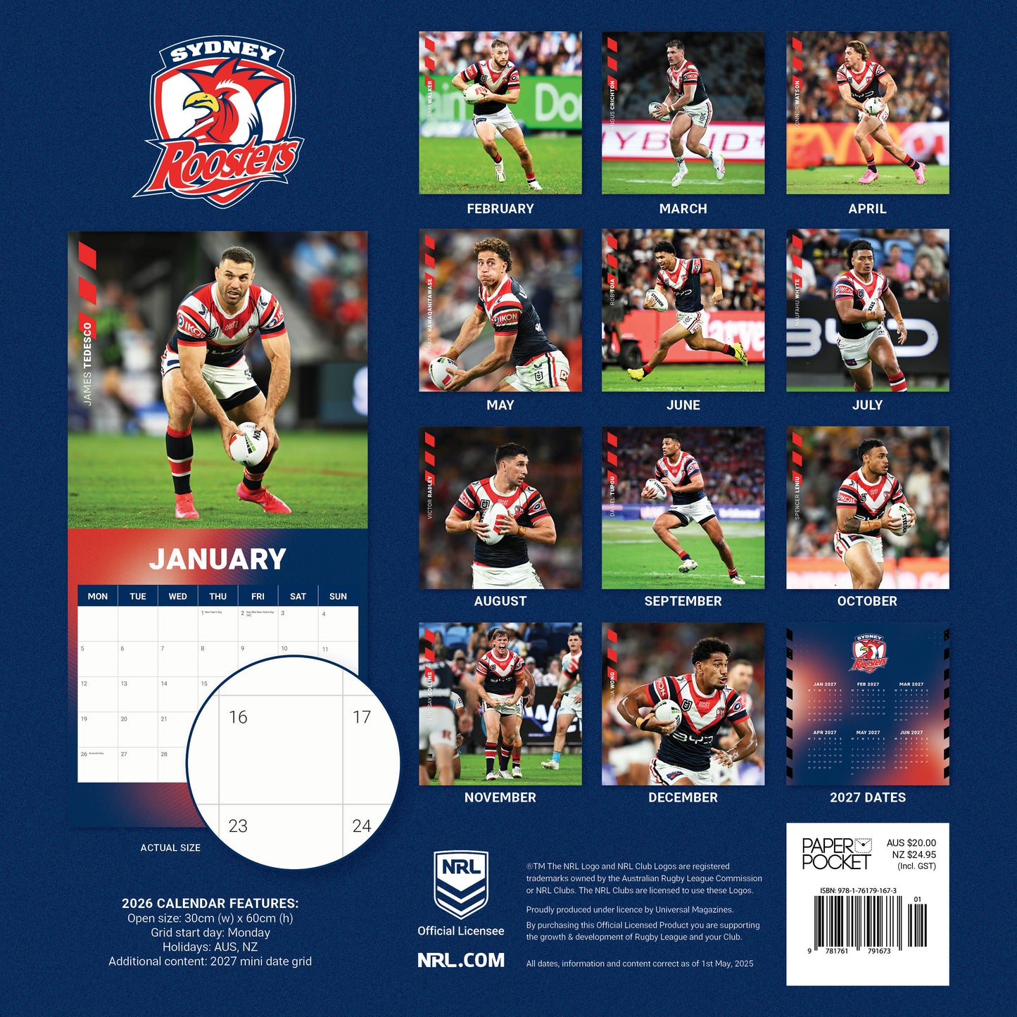 Sydney Roosters 2026 Calendar