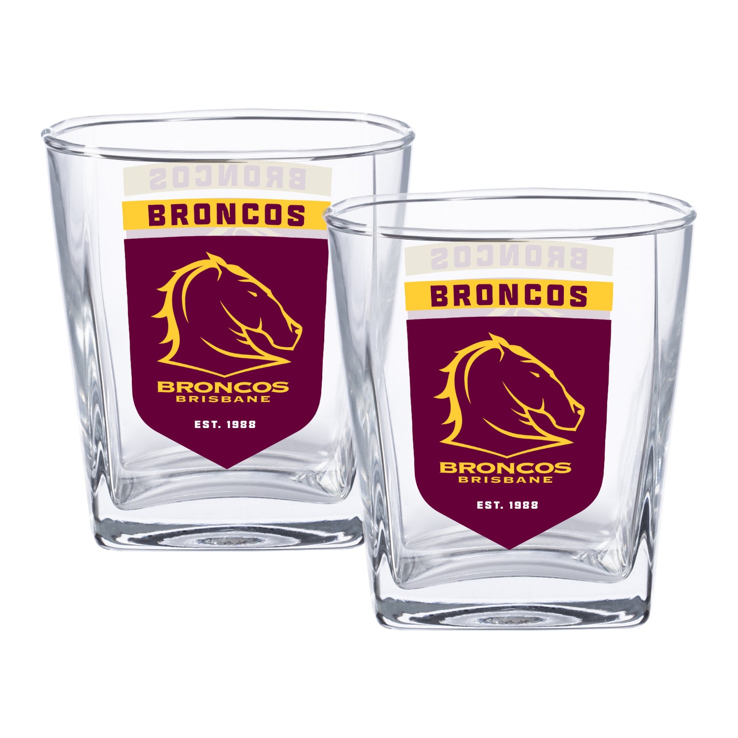 Brisbane Broncos 2 Pack Spirit Glasses