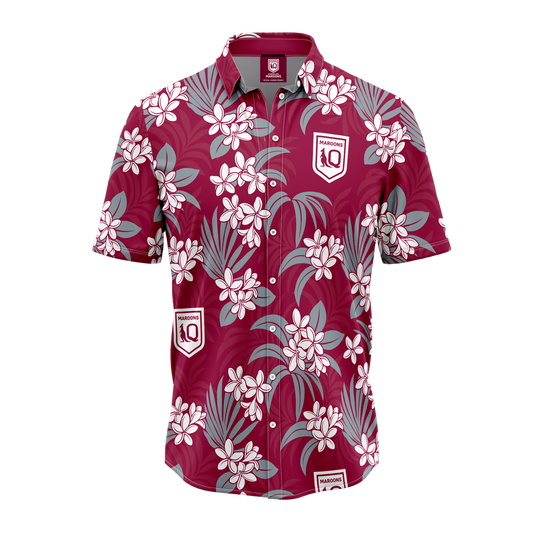 QLD Maroons Mens Reef Hawaiian Shirt - View 1