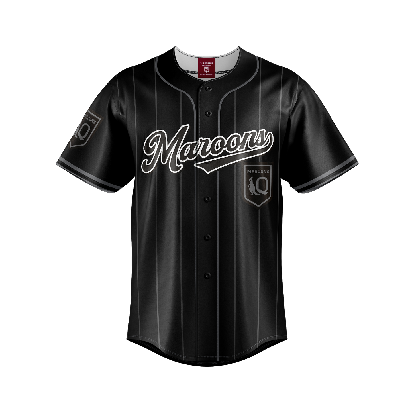 Queensland Maroons Adult Blackout Baseball Shirt