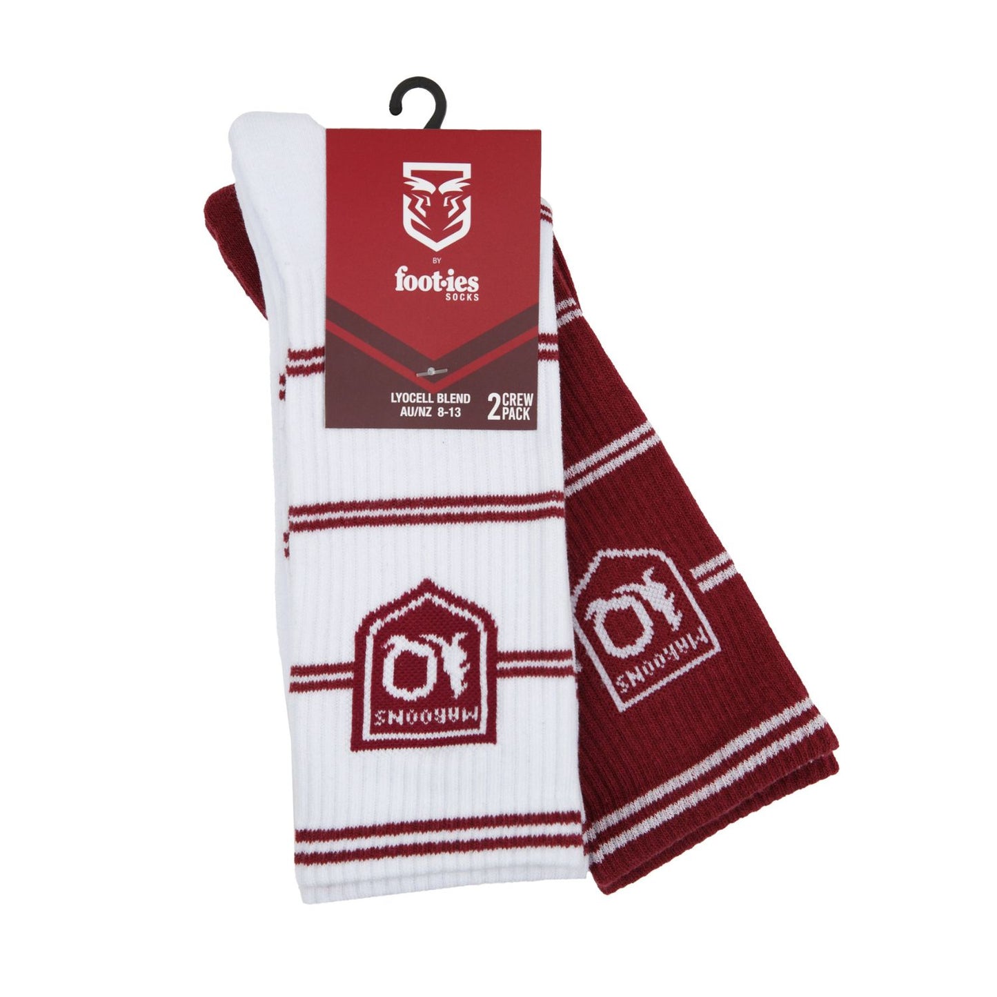 QLD Maroons Stripe Sneaker Socks 2 Pack